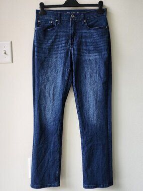 30x31 Jeans Tailored Fit Jos A Bank Mens Blue Dark Denim Wash Cotton Blend Size